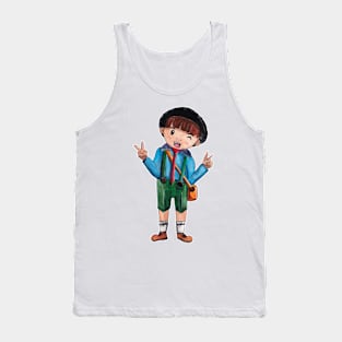 Watercolor - Japanese school boy Tank Top